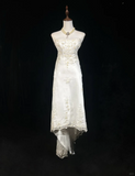 Pretty Wedding Dress High Low Strapless Ivory Long Wedding Dresses Bridal Gowns HZ1121
