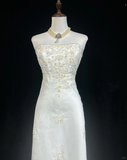 Pretty Wedding Dress High Low Strapless Ivory Long Wedding Dresses Bridal Gowns HZ1121