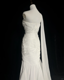 Vintage Bridal Gown Mermaid One Shoulder White Long Wedding Dresses Minimalist Bridal Gowns HZ1121