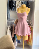 Cute A line Spaghetti Straps Short Summer Satin Birthday Dress Hoco Dress Birthday Outfit 18th Birthday Mini Cocktail Dresses HZ1121