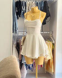 Cute A line Spaghetti Straps Short Summer Satin Birthday Dress Hoco Dress Birthday Outfit 18th Birthday Mini Cocktail Dresses HZ1121