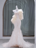 Pretty Wedding Dress Mermaid Sweetheart White Sequin Long Wedding Dresses Bridal Gowns HZ1121