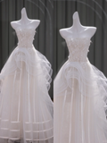 Pretty Wedding Dress Ball Gown Strapless Tulle Lace White Long Wedding Dresses Bridal Gowns HZ1121