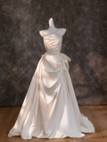 Pretty Wedding Dress Sheath Strapless Satin Ivory Long Wedding Dresses Bridal Gowns HZ1121