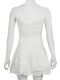 Cute Sheath Strapless White Summer Lace Homecoming Dress Hoco Dress Mini 18th Birthday Outfit Cocktail Dresses HZ1121