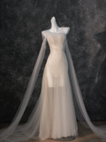 Simple Wedding Dress Mermaid Strapless Light Pink Tulle Long Wedding Dresses Bridal Gowns HZ1121