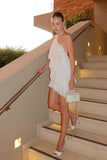 Cute A line Halter White Summer Chiffon Homecoming Dress Hoco Dress Mini 18th Birthday Outfit Cocktail Dresses HZ1121