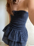 Cute Sheath Strapless Navy Blue Summer Homecoming Dress Hoco Dress Mini 18th Birthday Outfit Cocktail Dresses HZ1121