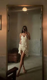 Simple A line Spaghetti Straps White Chiffon Short Homecoming Dress Summer Hoco Dresses Cocktail Dress HZ1121