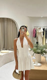 Simple A line Halter White Short Homecoming Dress Summer Hoco Dresses Cocktail Dress HZ1121