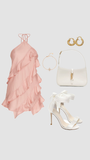 Cute A line Halter Pink Summer Homecoming Dress Chiffon Hoco Dress Mini 18th Birthday Outfit Cocktail Dresses HZ1121