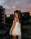 Simple A line White Strapless Short Lace Homecoming Dress Summer Hoco Dresses Cocktail Dress With Scarf HZ1121