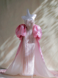 Pretty Mermaid Strapless Sequin Beads Champagne Long Prom Dress Party Dress Graduation Dresses With Cape HZ1121
