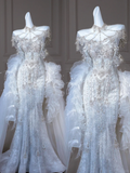 Pretty Bridal Gown Mermaid Strapless White Long Wedding Dresses Modest Bridal Gowns HZ1121
