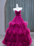 Elegant Ball Gown Sweetheart Tulle Long Prom Dress Party Dress Graduation Dresses HZ1121