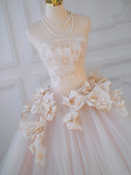 Pretty Wedding Dress Ball Gown Strapless Tulle Floral Long Wedding Dresses Bridal Gowns HZ1121