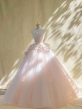 Pretty Wedding Dress Ball Gown Strapless Tulle Floral Long Wedding Dresses Bridal Gowns HZ1121