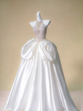 Romantic Bridal Gown Ball Gown High Neck White Lace Floral Wedding Dresses Minimalist Bridal Gowns HZ1121