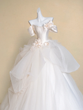 Modest Wedding Dress Ball Gown Off The Shoulder White Satin Long Wedding Dresses Brides Dress Bridal Gowns HZ1121