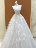 Modest Wedding Dress Ball Gown Strapless Lace Long White Wedding Dresses Brides Dress Bridal Gowns HZ1121