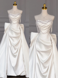 Pretty Wedding Dress Sheath Strapless Satin Ivory Long Wedding Dresses Bridal Gowns HZ1121