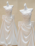 Modest Wedding Dress Mermaid Sweetheart Satin Pearls Long Wedding Dresses Brides Dress Bridal Gowns HZ1121
