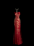 Vintage Mermaid Sweetheart Burgundy Long Evening Party Gowns Evening Formal Dresses Evening Dress HZ1121