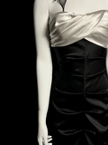 Vintage Mermaid Sweetheart Black Satin Backless Long Evening Party Gowns Evening Formal Dresses Prom Dress HZ1121