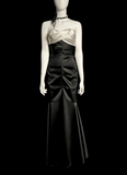 Vintage Mermaid Sweetheart Black Satin Backless Long Evening Party Gowns Evening Formal Dresses Prom Dress HZ1121