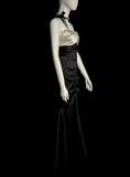 Vintage Mermaid Sweetheart Black Satin Backless Long Evening Party Gowns Evening Formal Dresses Prom Dress HZ1121