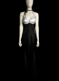 Vintage Mermaid Halter Black Satin Long Evening Party Gowns Evening Formal Dresses Prom Dress HZ1121