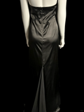 Vintage Mermaid Halter Black Satin Long Evening Party Gowns Evening Formal Dresses Prom Dress HZ1121