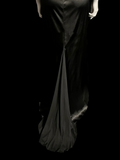 Vintage Mermaid Halter Black Satin Long Evening Party Gowns Evening Formal Dresses Prom Dress HZ1121
