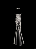 Vintage Mermaid Spaghetti Straps Satin Gray Long Evening Party Gowns Evening Formal Dresses Prom Dress HZ1121