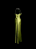 Vintage Sheath Spaghetti Straps Green Long Evening Party Gowns Formal Dresses Prom Dresses HZ1121