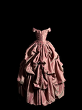Modest Ball Gown Off The Shoulder Pink Taffeta Long Prom Dress Party Dress Graduation Dresses Sweet 16 Dress HZ1121