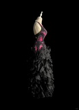 Vintage Ball Gown Halter Black Beaded Long Prom Dress Party Dress Graduation Dresses Evening Gowns HZ1121