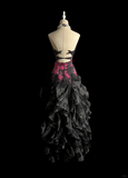 Vintage Ball Gown Halter Black Beaded Long Prom Dress Party Dress Graduation Dresses Evening Gowns HZ1121