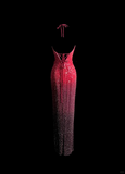 Vintage Mermaid Halter Sequin Pink Backless Long Prom Dress Party Dress Graduation Dresses HZ1121