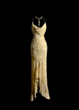 Vintage Mermaid Spaghetti Straps Champagne Lace Long Prom Dress Party Dress Graduation Dresses HZ1121