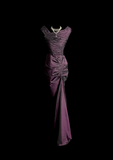 Vintage Mermaid Grape Taffeta Long Prom Dress Party Dress Graduation Dresses HZ1121