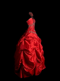 Vintage Ball Gown Sweetheart Red Ruffles Beaded Long Prom Dress Party Dress Graduation Dresses Sweet 16 Dress HZ1121