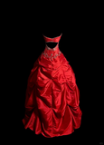 Vintage Ball Gown Sweetheart Red Ruffles Beaded Long Prom Dress Party Dress Graduation Dresses Sweet 16 Dress HZ1121