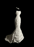 Vintage Wedding Dress Mermaid Strapless Ivory Taffeta Long Wedding Dresses Retro 1970s Bridal Gowns HZ1121
