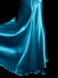 Vintage A line Straps Blue Satin Prom Dress Party Dress Graduation Dresses HZ1121