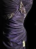 Vintage Mermaid Spaghetti Straps Taffeta Grape Pleated Long Prom Dress Party Dress Graduation Dresses HZ1121