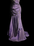 Vintage Mermaid Spaghetti Straps Taffeta Grape Pleated Long Prom Dress Party Dress Graduation Dresses HZ1121