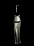 Vintage Sheath Halter Gray Long Prom Dress Party Dress Graduation Dresses HZ1121