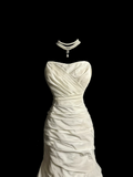 Vintage Wedding Dress Mermaid Sweetheart Ivory Taffeta Long Wedding Dresses Retro 1970s Bridal Gowns HZ1121