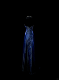 Retro A line Halter Royal Blue Satin Beaded 18th Birthday Dress Prom Dress Birthday Outfits For Women HZ1121